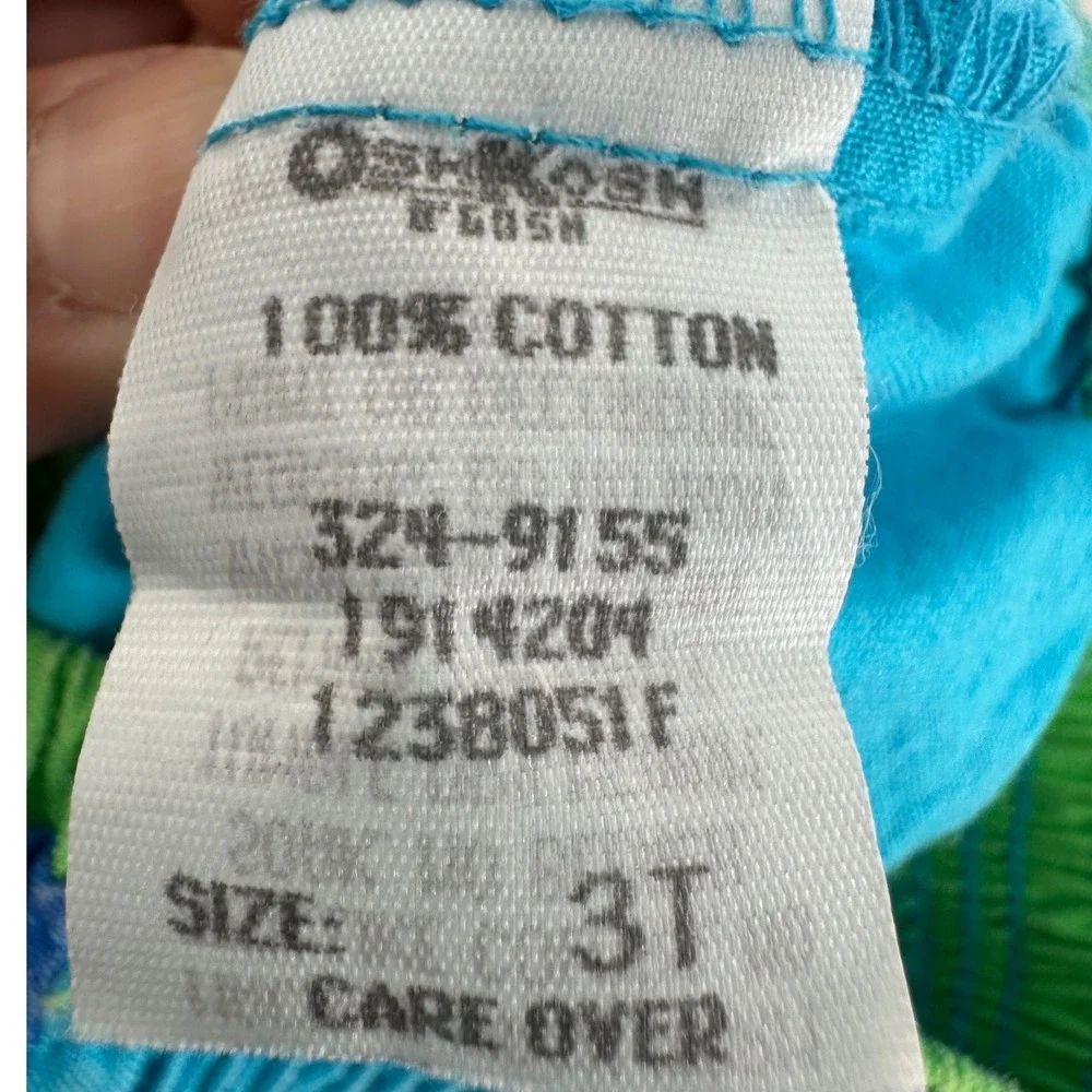 Vintage OshKosh Bgosh Kids Shorts 3T Blue Green Colorblock Windsurf Made in USA
